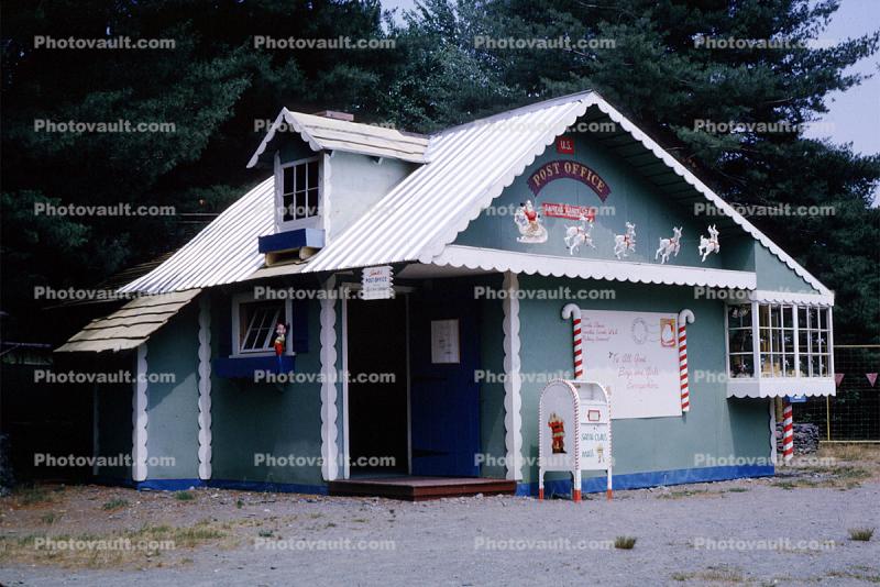 Post Office, Mailbox, Building, Decorated, Santa's Land, Putney Vermont, 1960s