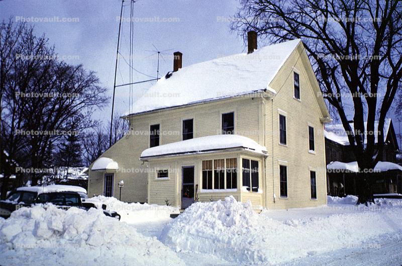 Snow, Home, house, building, domestic, December 1961, 1960s