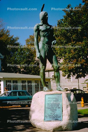 Day of Mourning Plaque & Massasoit Statue, Cole's Hill, Plymouth, Massachusetts, Native American Indian