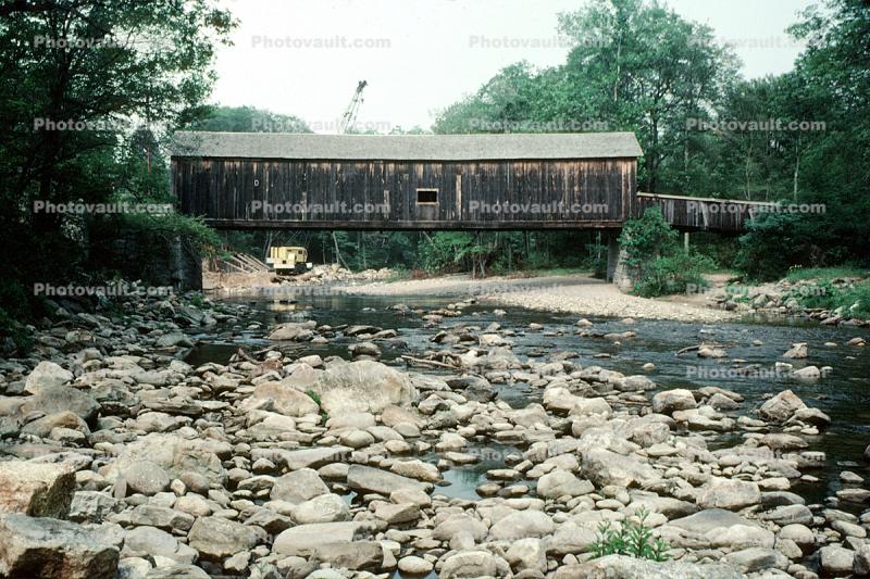 River, stones, rocks, Comstock covered Bridge, Middlesex County, Connecticut