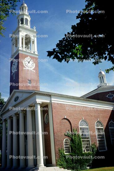 Ira Allen Chapel, University of Vermont, bell tower, clock, building, Burlington, September 1960, 1960s