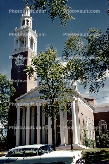University of Vermont, clock tower, Oldsmobile Car, Burlington Vermont, September 1960, 1960s