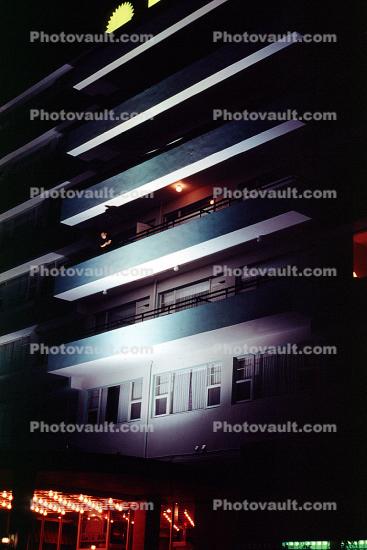 apartment building, balcony, Neon Lights, night, nighttime