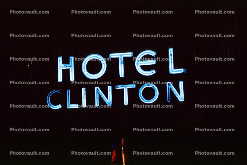 Hotel Clinton, Neon Lights, night, nighttime