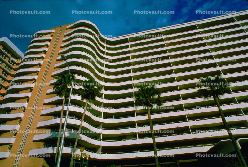 Art-deco building, palm trees, Balconies, Balcony, 21 January 1995