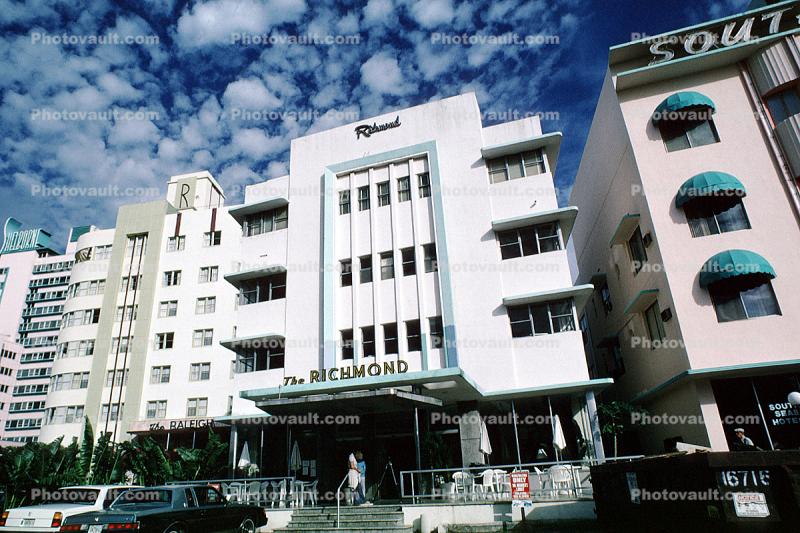 The Richmond Hotel, Art-deco building, alto cumulus clouds, 21 January 1995