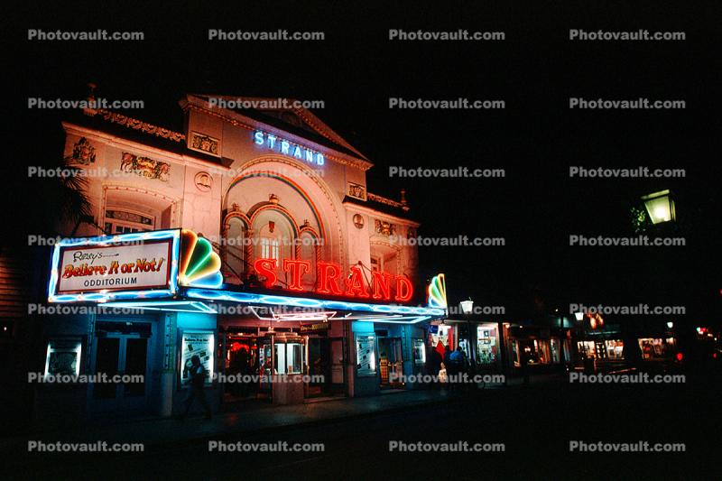 Neon Lights, night, nighttime, Strand Movie Theater, marquee
