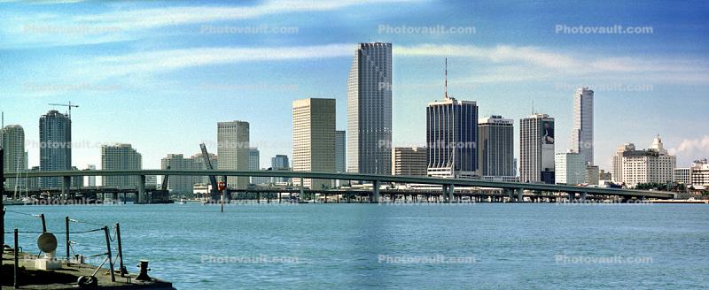 downtown, water, bay, skyscrapers, buildings, Miami Skyline, Panorama