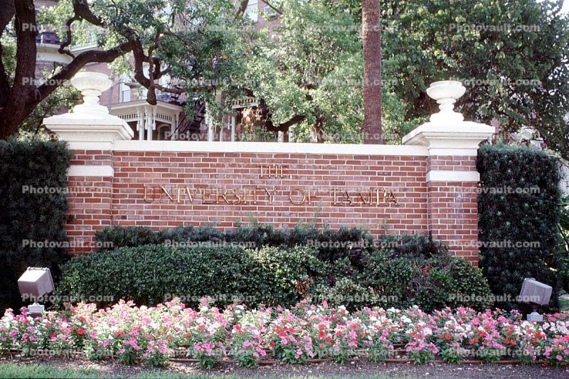 Brick Wall, Flowers, University of Tampa, The Tampa Bay Hotel 1891, The University of Tampa 1933, entrance marquee
