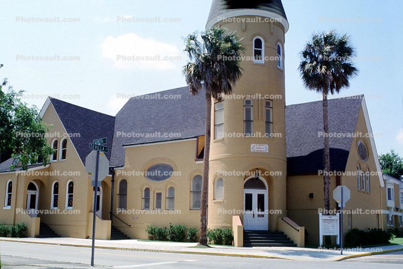 Ancient City Baptist Church, tower, palm tree