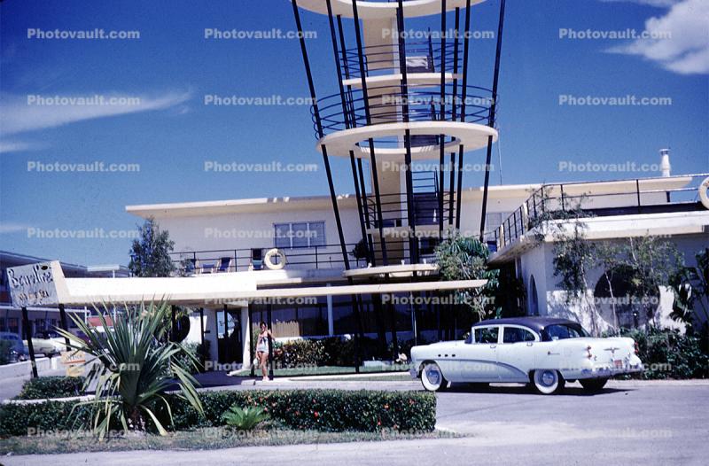Bowline on the Sea, South Beach, Art Deco, Buick Car, automobile, vehicle, art-deco, 1950s