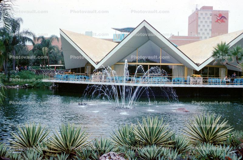 Bush Gardens, unique building, water fountains, pond, lake, Tampa