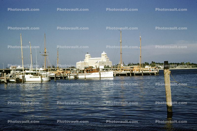 Docks, Boats, coastal, coastline, Palm Beach, 1954, 1950s