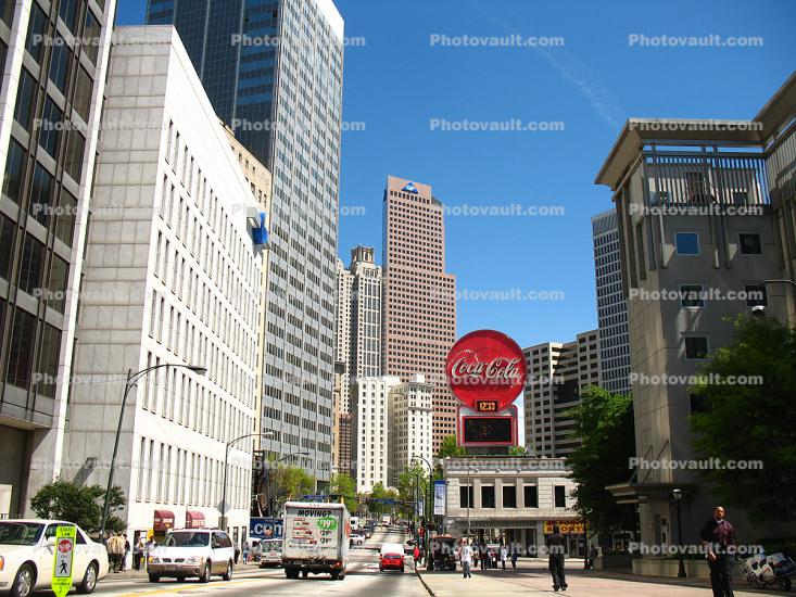 Downtown Atlanta, buildings, cars, high-rise, skyscrapers