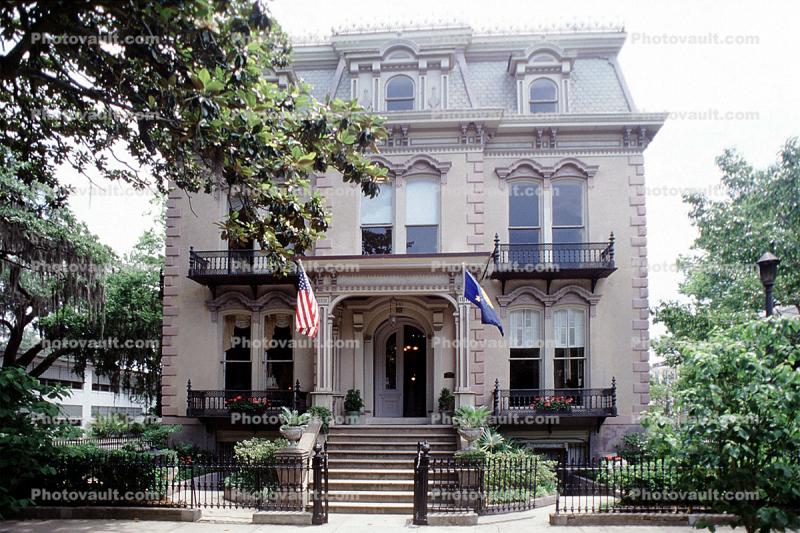 Building, Mansion, Steps, Historic Savannah