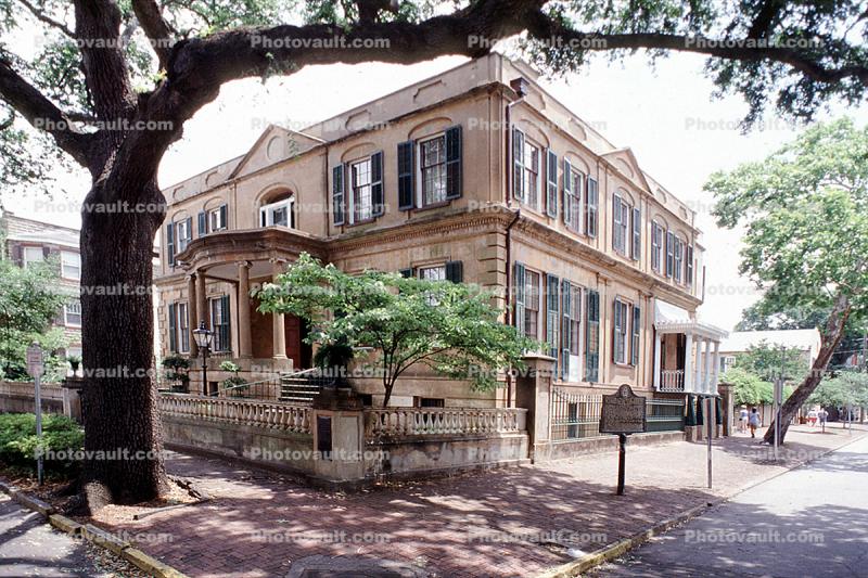 19th century mansion, building, stairs, landmark, Historic Savannah