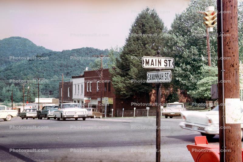 Main Street, Street Sign, Clayton Georgia, May 1965, 1960s