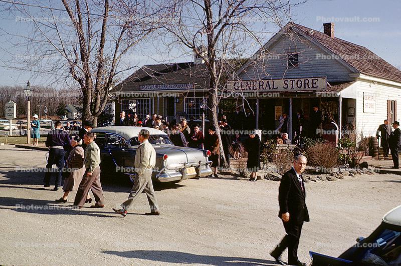 General Store, Buick Car, People Walking, 1950s