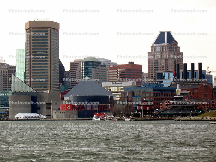 Baltimore Skyline, buildings, docks, inner harbor, highrise