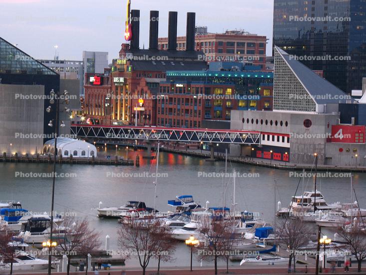 Baltimore Harbor, docks, buildings