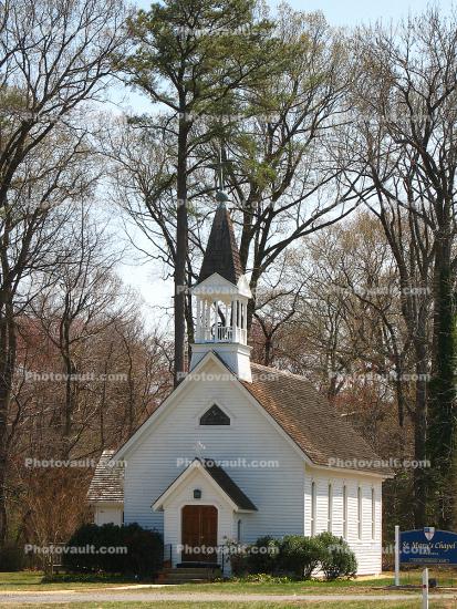 Saint Mary's Episcopal Chapel, Saint Mary's City, Church, Christian, Building, steeple