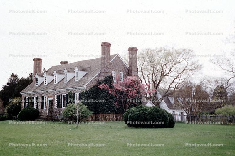 Home, House, Manicured Lawn, Chimneys