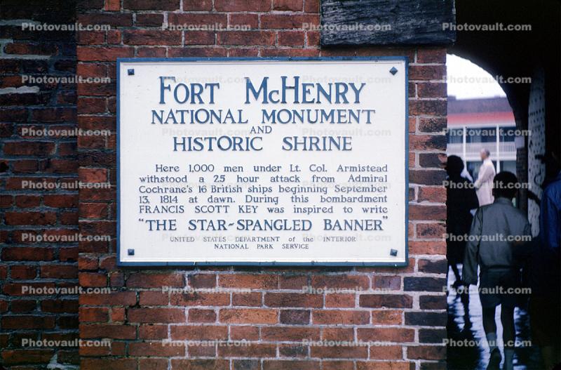 Fort McHenry National Monument, Signage, Plaque