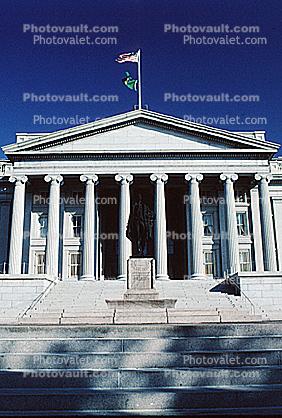 The Treasury Department Building, Alexander Hamilton Sculpture, Columns, Steps