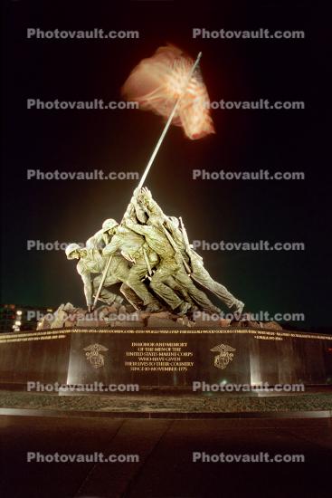 Iwo Jima United States Marine Corps War Memorial at Night