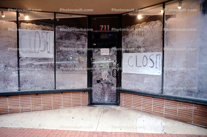 Closed, Bankruptcy, store, windows, glass, door, entrance