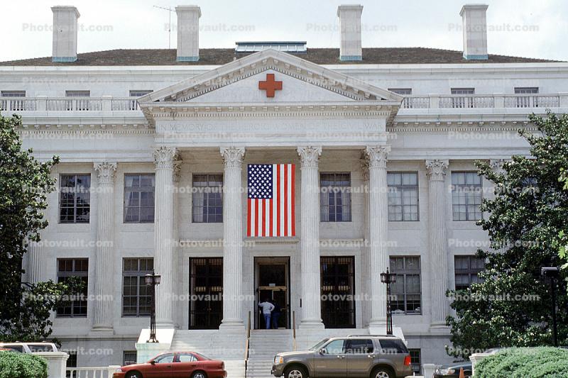 American Red Cross headquarters, building, columns, cars