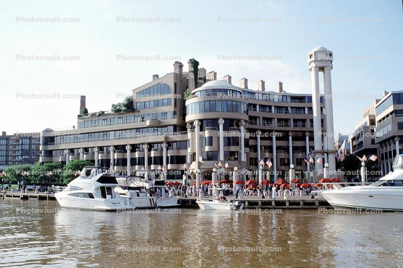 The Potomac River, Dock, building, tower, Washington Harbor, Georgetown