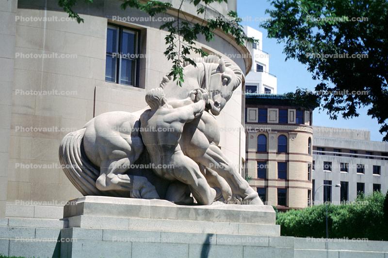 Man and Horse, Statue, Statuary, Sculpture