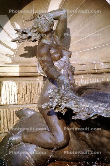 Statue, Statuary, Sculpture, Water Fountain, Library of Congress, Sea Nymph