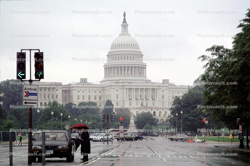 United States Capitol, rain, cars, Triffic Light, signal