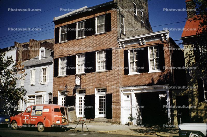 Home, House, building, garage, panel truck, delivery van, April 1964, 1960s