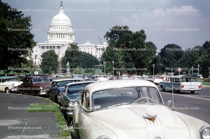 United States Capitol, automobile, vehicles, cars, August 1960, 1960s