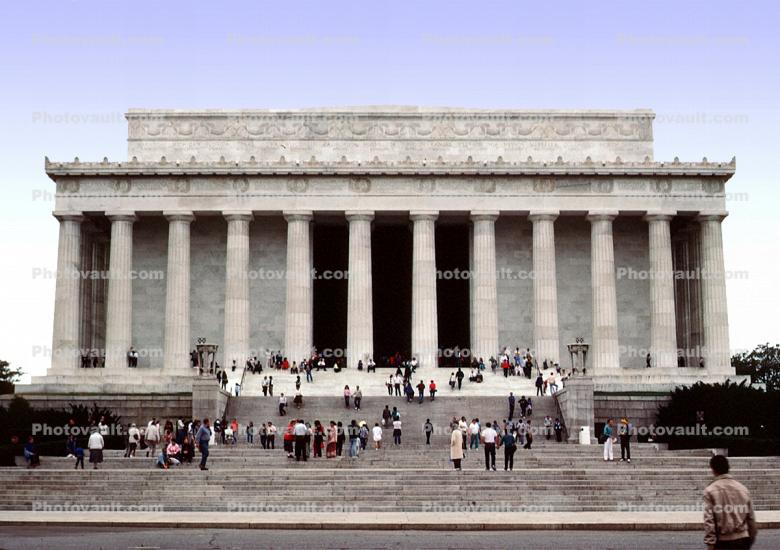Lincoln Memorial, people, crowds, stairs, steps