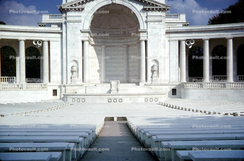 Amphitheater at Arlington National Cemetery, outdoor theater, ampitheater, building, statue