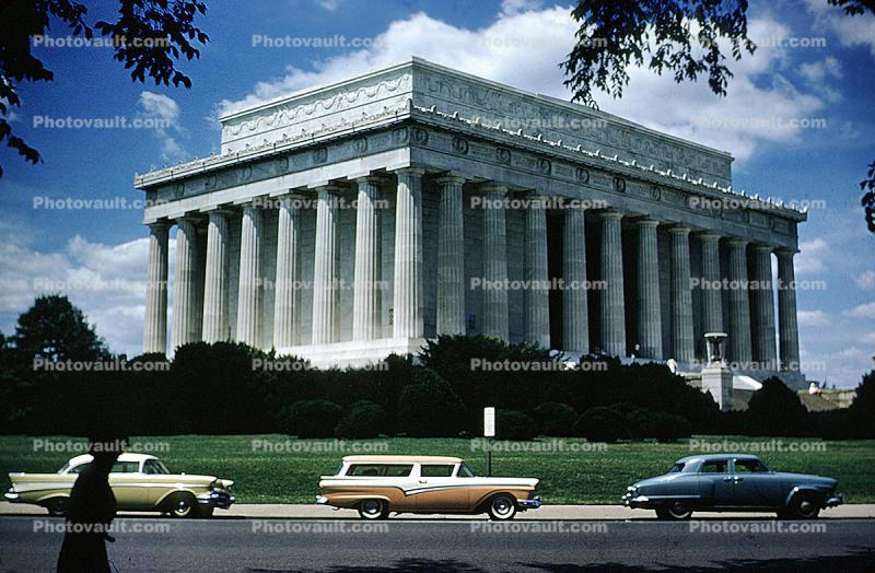 Lincoln Memorial, Cars, Ford, Chevy, Studebaker, 1950s