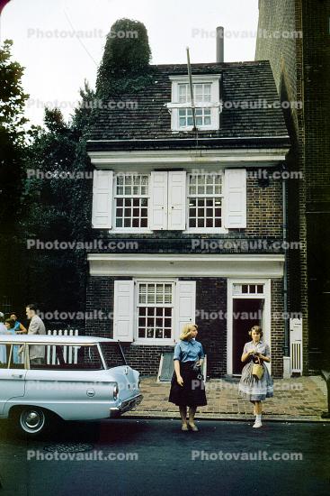 Ford Falcon Station Wagon, Girl, Woman, Dress, Home, House, Car, automobile, vehicle, 1960s