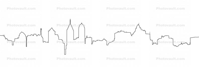 Philadelphia Skyline outline, line drawing