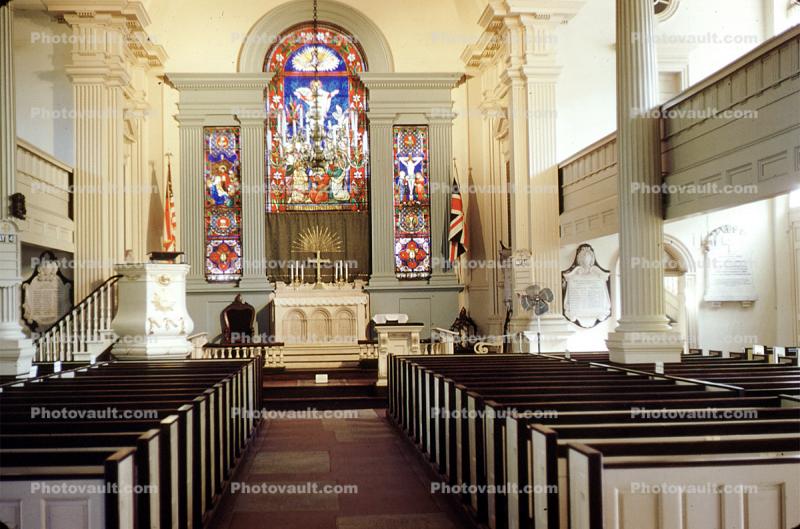 Church, Altar, Pews, Christ Church, 1953, 1950s