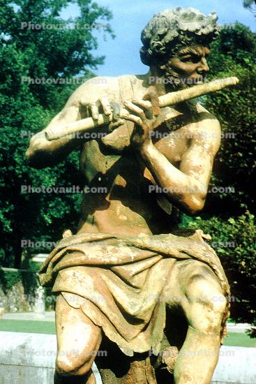  statue, sculpture, figure, Pan Flute, Biltmore Estate, Asheville, August 1958, 1950s