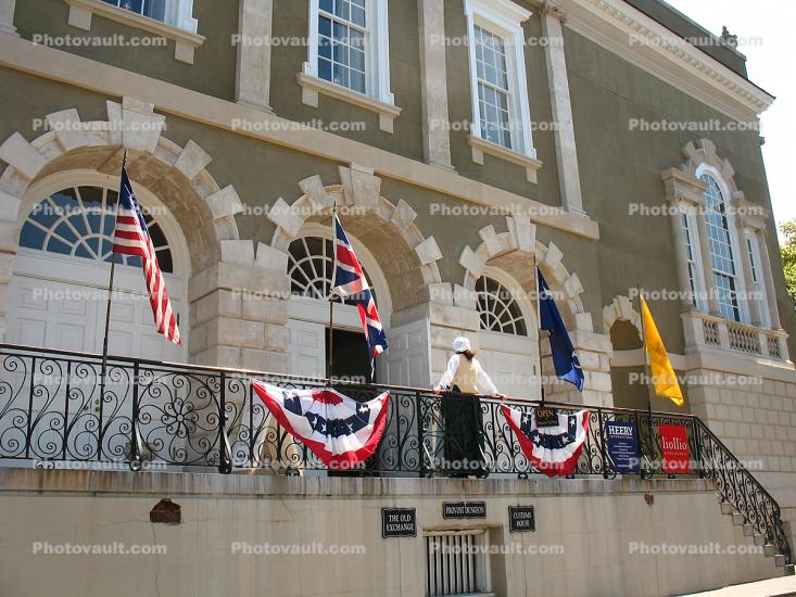 Banners, building, balcony, Charleston