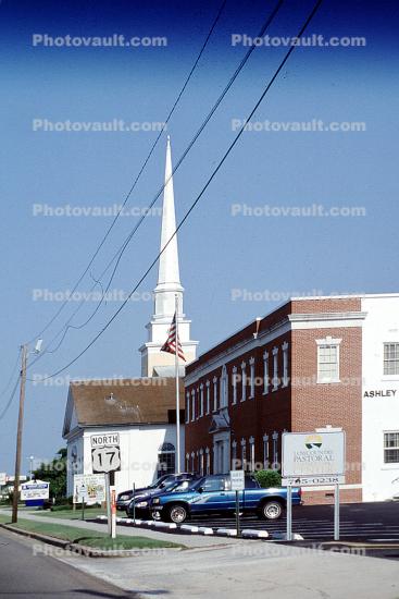 Highway-17, Church, cars, building, Charleston, South Carolina