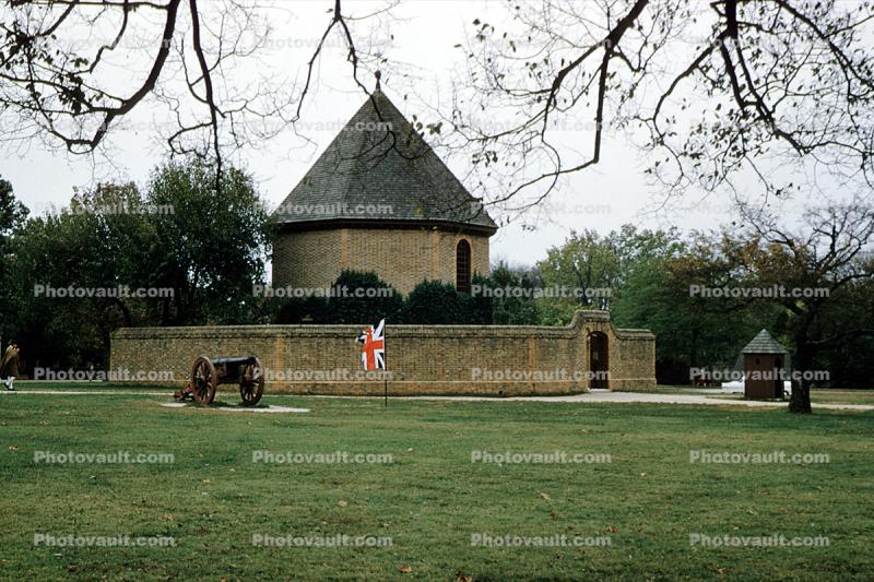 canon, flag, hexagon building, fort, landmark