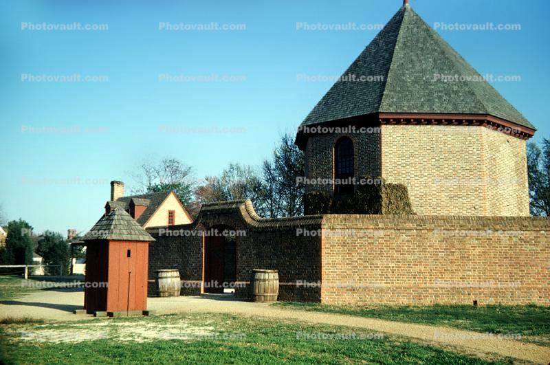 Entrance and Guardhouse, Williamsburg Magazine, Octagon Building