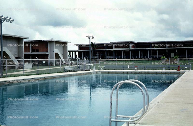 Swimming Pool, Apartment Buildings, Water, 1950s