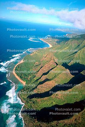 shoreline, coast, coastal, coastline, waves, Pacific Ocean, Kauai